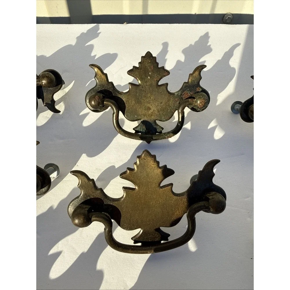 16 Vintage Batwing Drawer Pulls Antique Brass Chippendale Style Furniture Hardwa